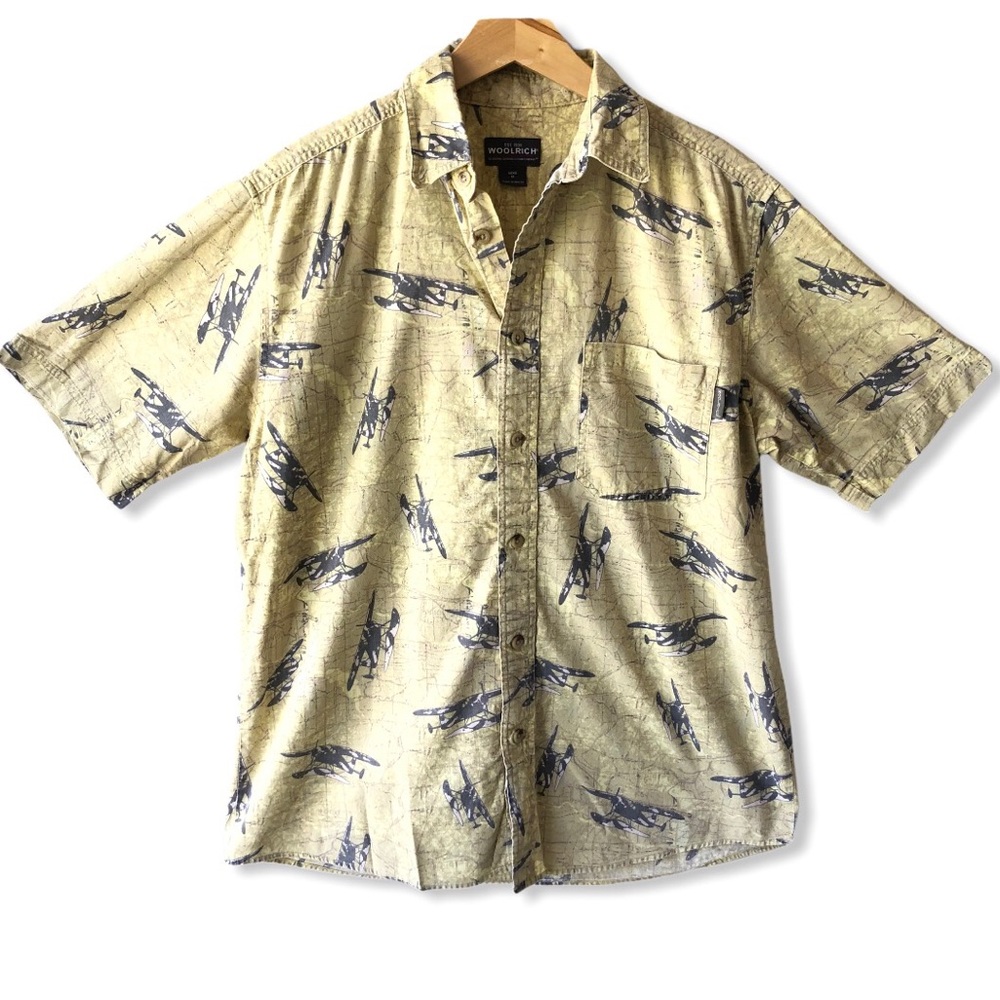 Woolrich Aviation Clover Planes Cotton Button Down